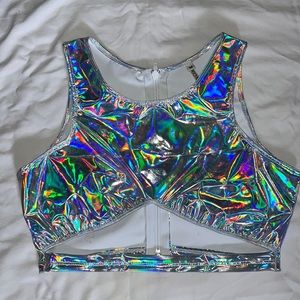 iheartraves holo halo cutout croptop